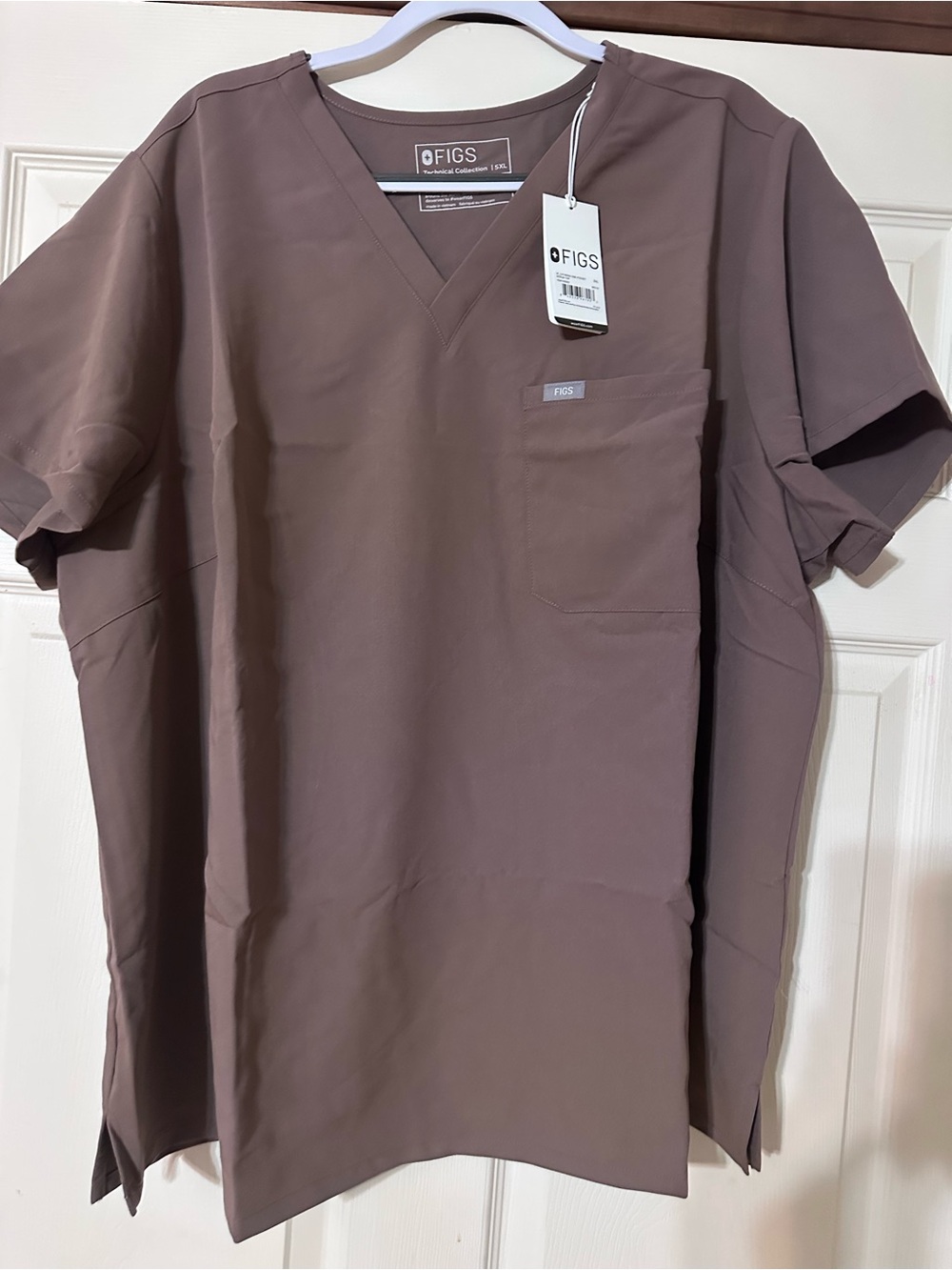 FIGS womens V-Neck Scrub Top in Dusty Brown